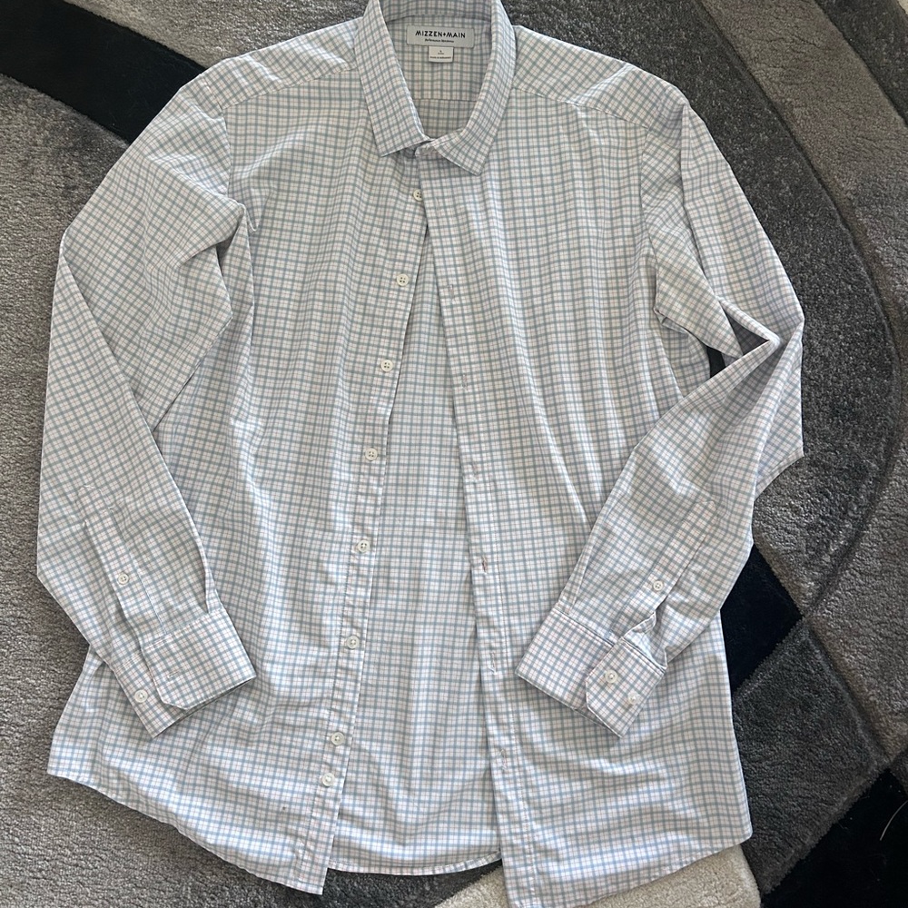 MIZZEN + MAIN Leeward Solid No-Tuck Stretch Performance Button-Up Shirt in Plaid